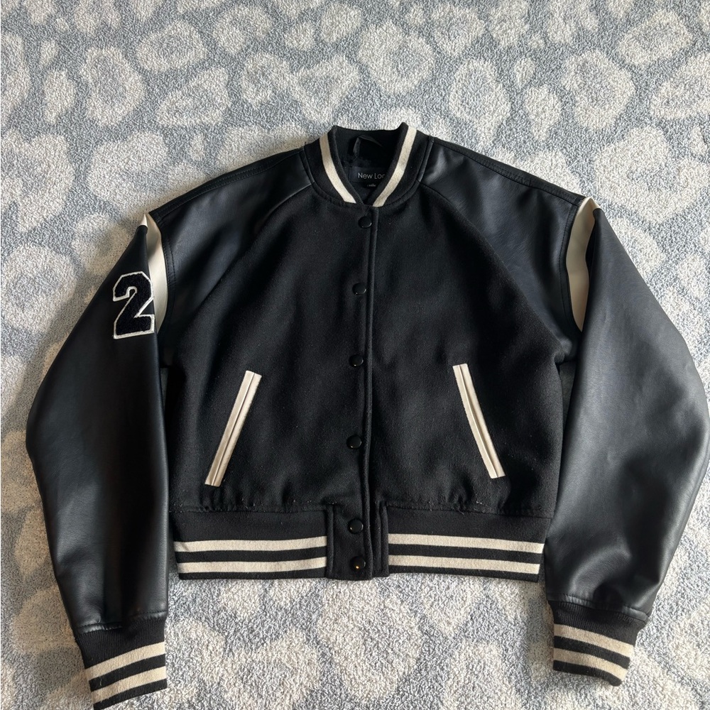 Joyce leslie New Look Black and White Varsity Jacket